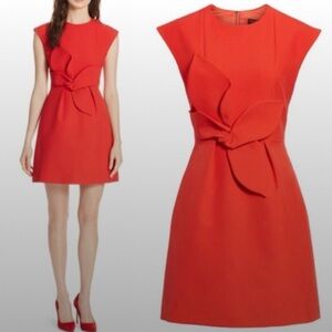 NWOT$396 TED BAKER Pink PPOLLYD Polly Cap Sleeve Twist Bow, Red, Size 4, Large